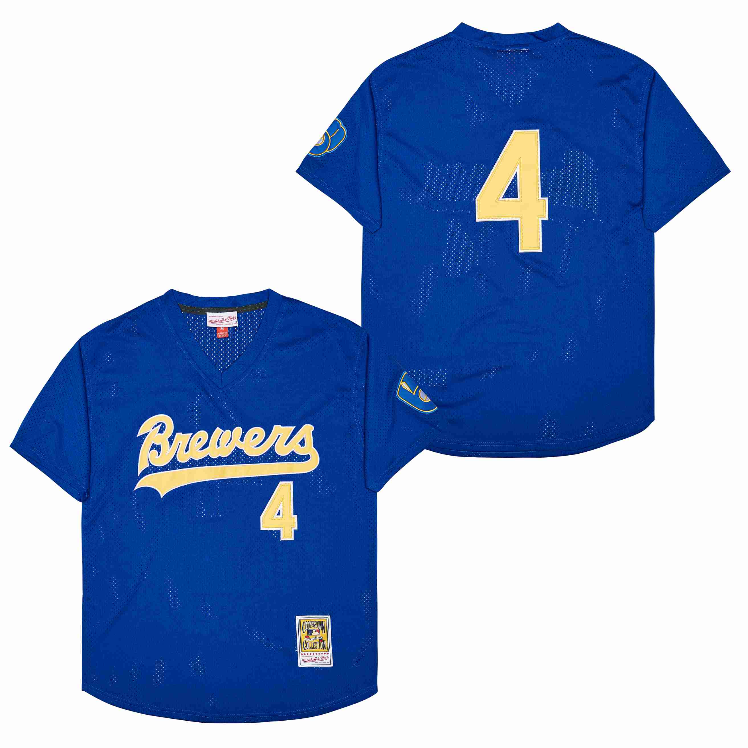 Men Milwaukee Brewers #4 Molitor blue Throwback  MLB Jerseys->milwaukee brewers->MLB Jersey